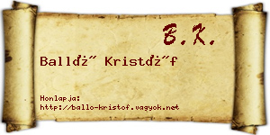 Balló Kristóf névjegykártya